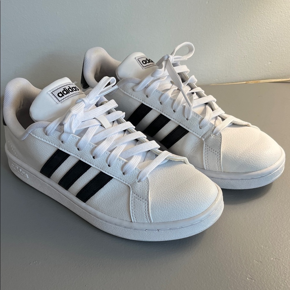 Adidas Classic White Sneakers with Black Stripes
